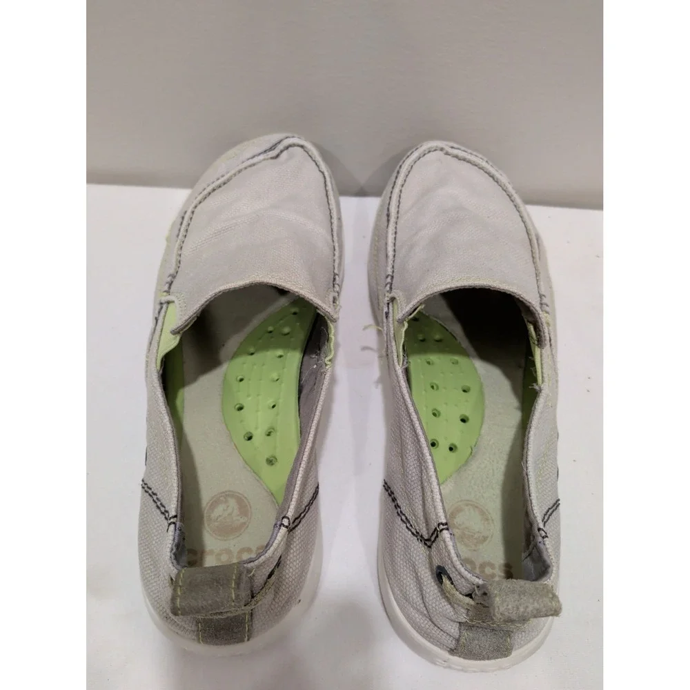 Crocs Walu Mens Light Gray Canvas Slip On Loafer Comfort Casual Shoes 9 11270